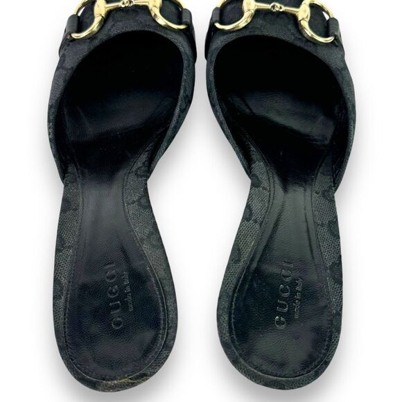 Gucci Vintage Canvas Logo GG Monogram Guccissima Horsebit Stiletto Heels 7.5 B - Picture 6 of 16